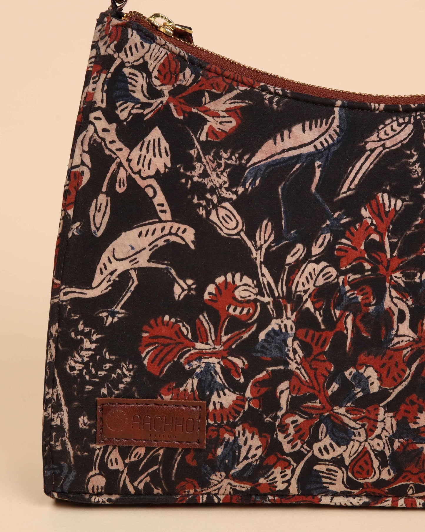 Charcoal Chic Handblock Baguette Bag My Store