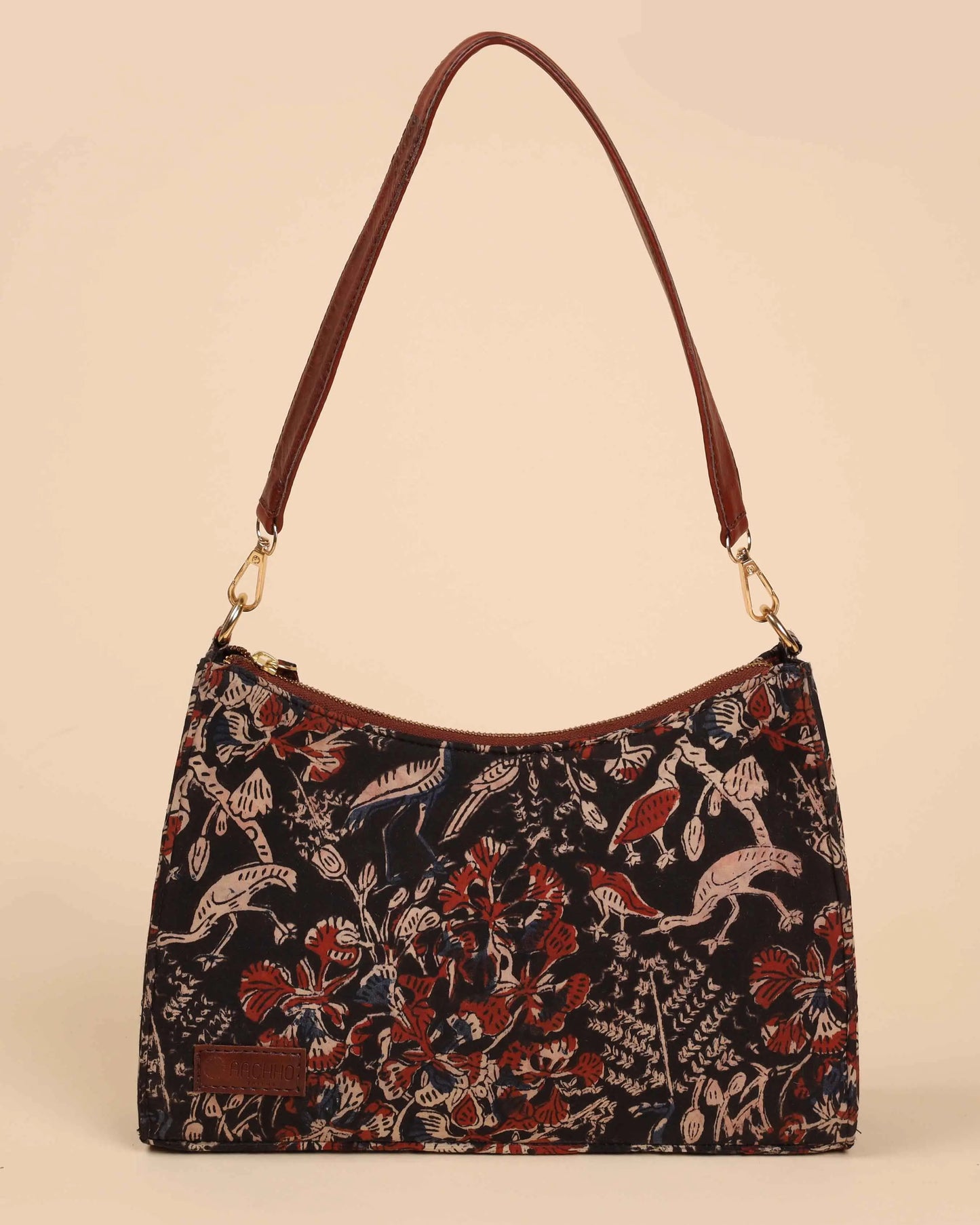 Charcoal Chic Handblock Baguette Bag My Store