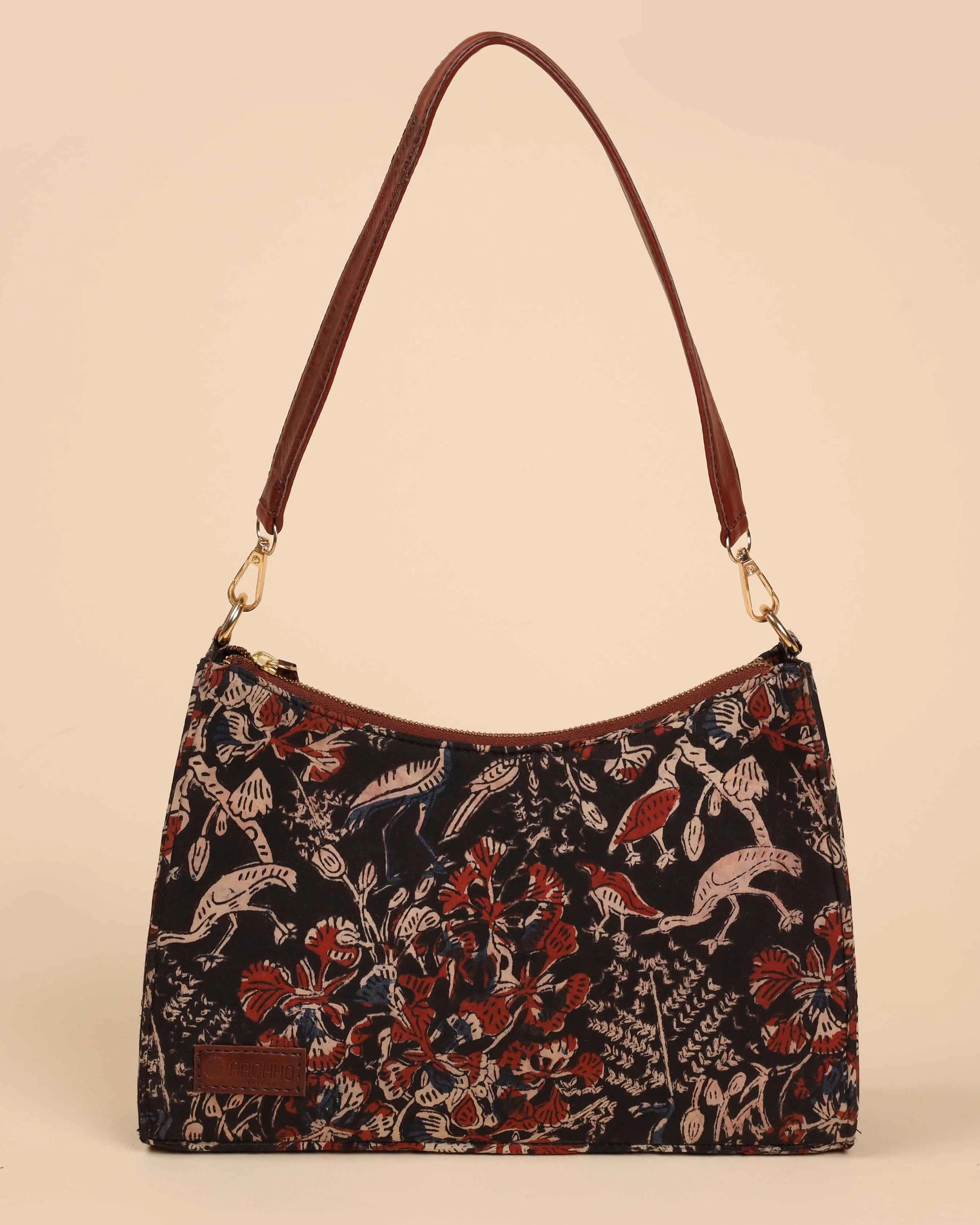 Charcoal Chic Handblock Baguette Bag My Store