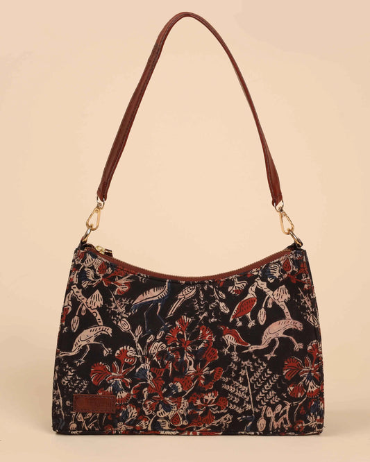 Charcoal Chic Handblock Baguette Bag My Store