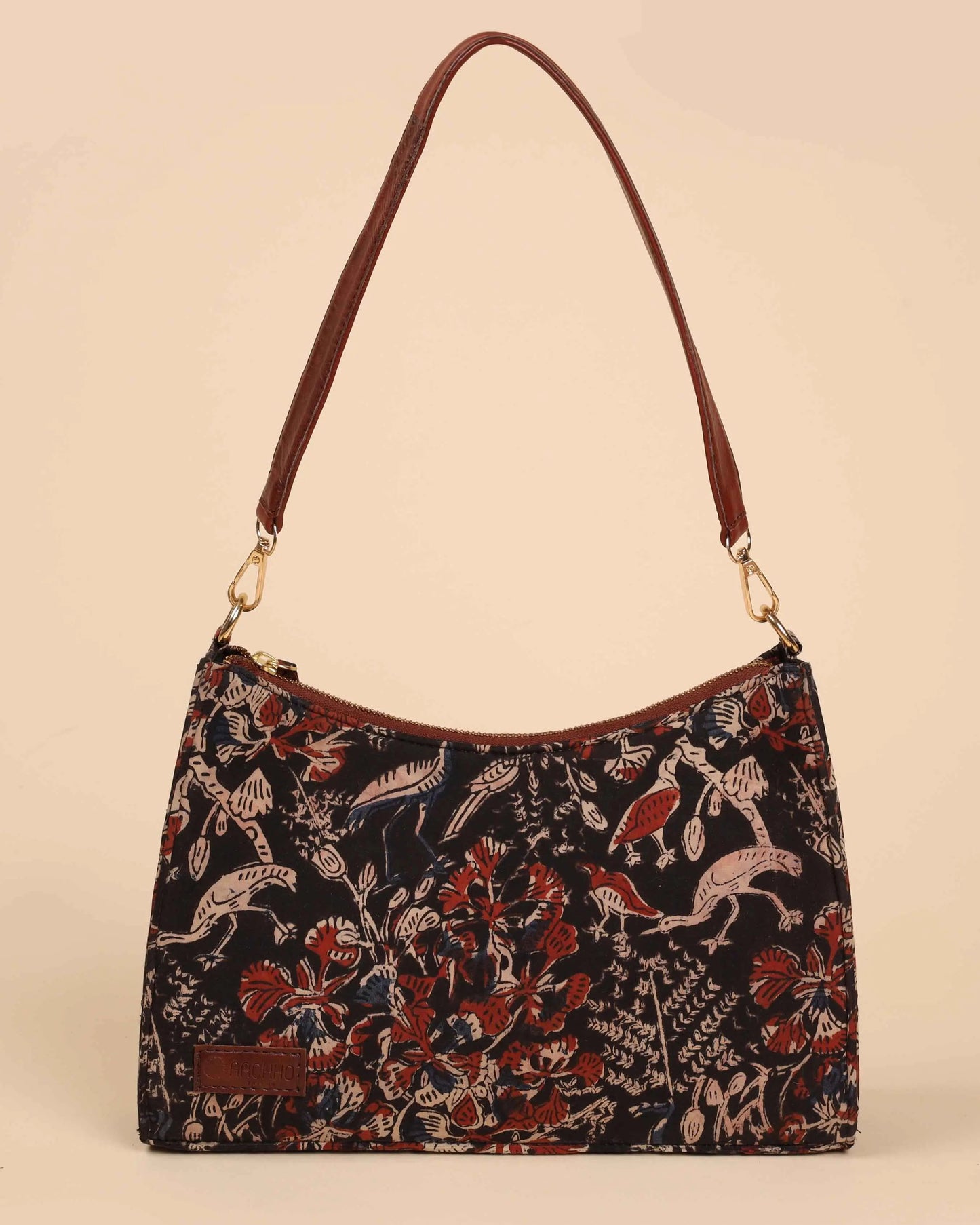 Charcoal Chic Handblock Baguette Bag My Store