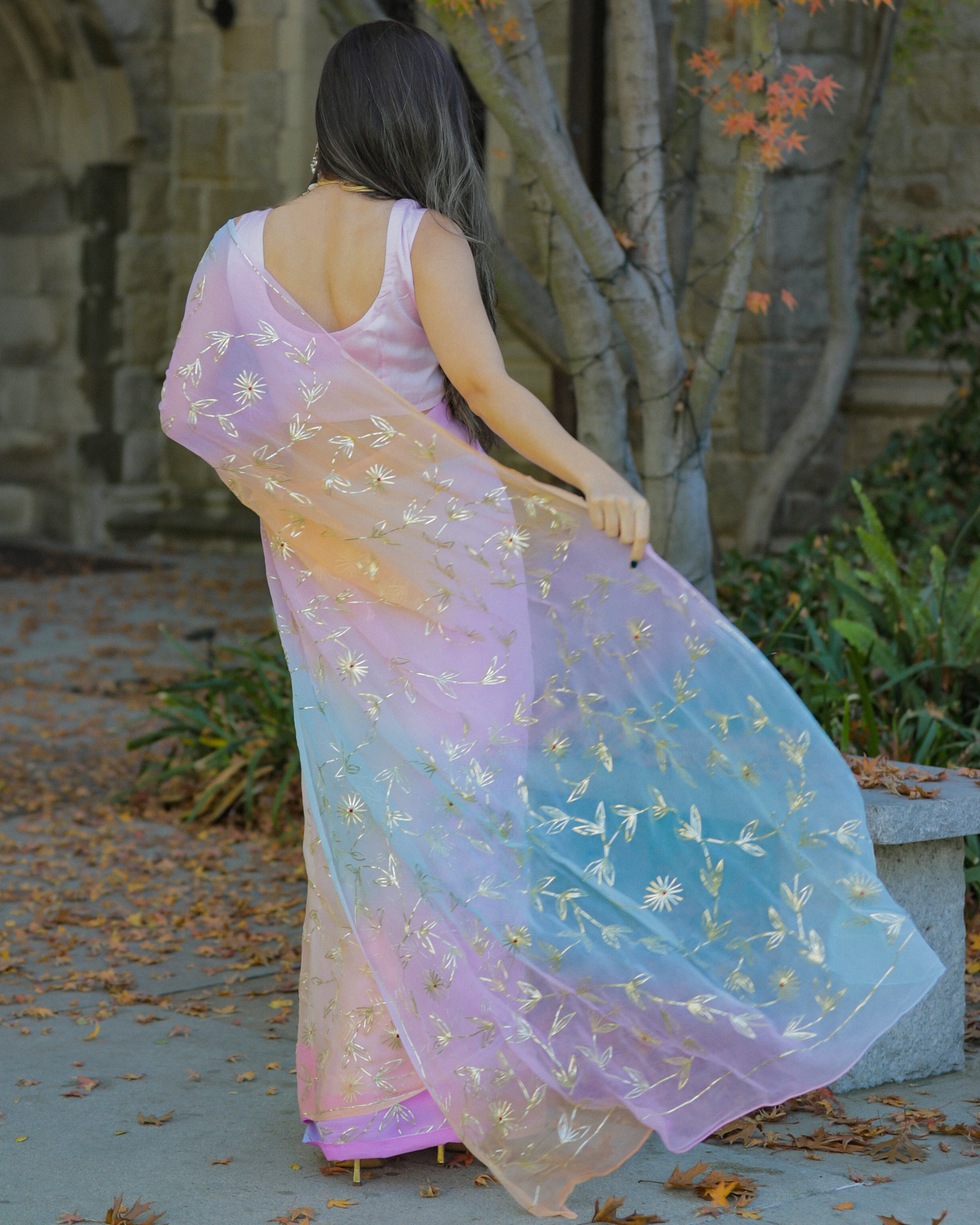 Glitter Pearl Pure Chiffon Saree Quick Cart