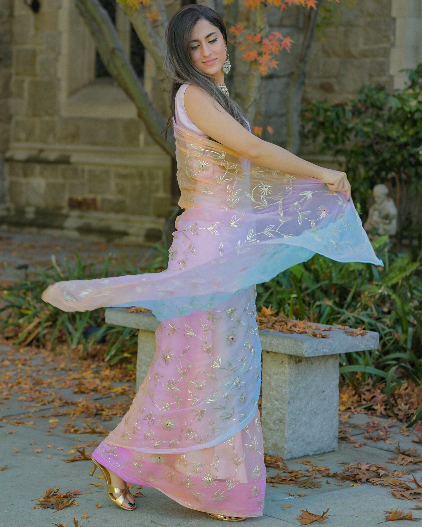 Glitter Pearl Pure Chiffon Saree Quick Cart