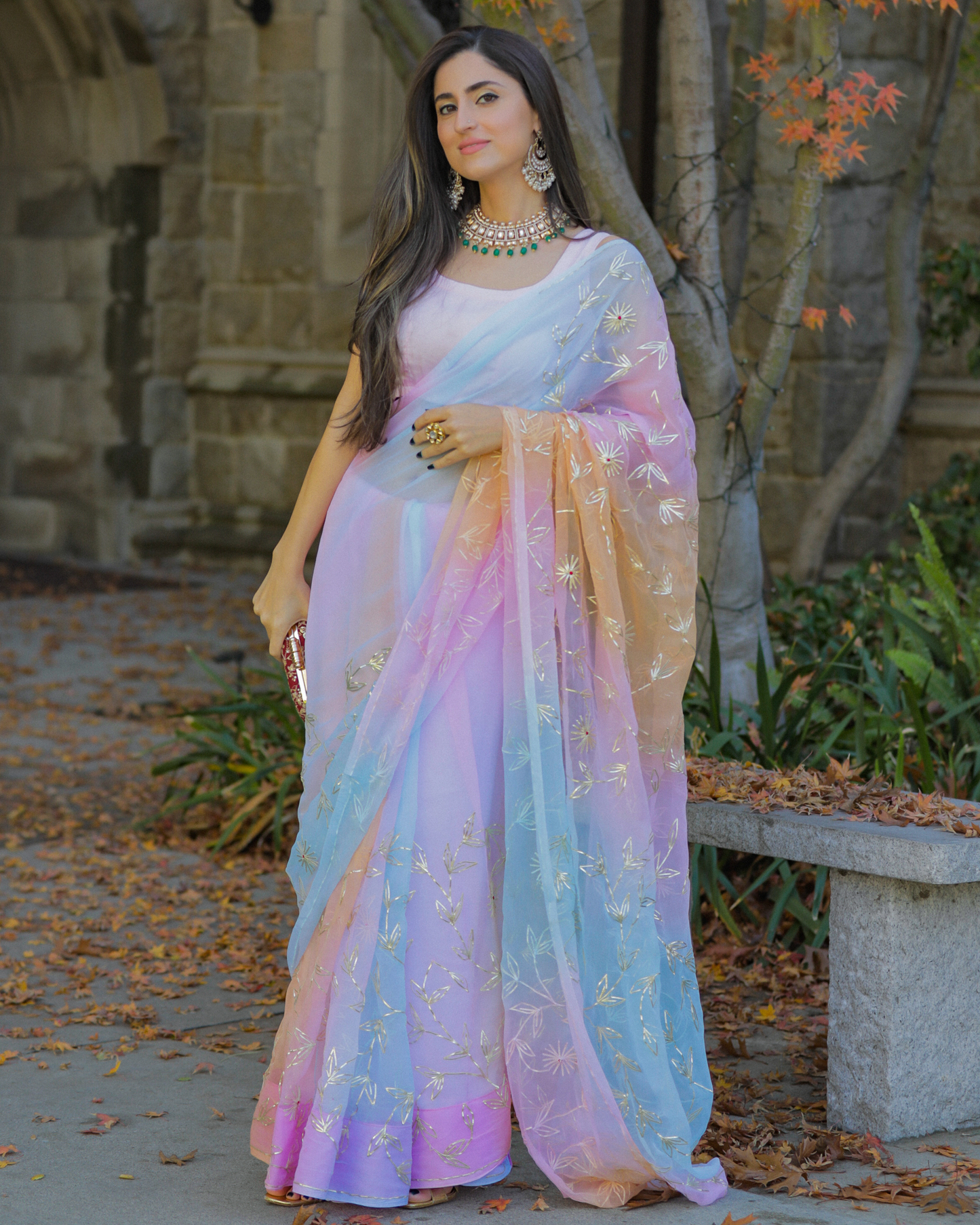 Glitter Pearl Pure Chiffon Saree Quick Cart