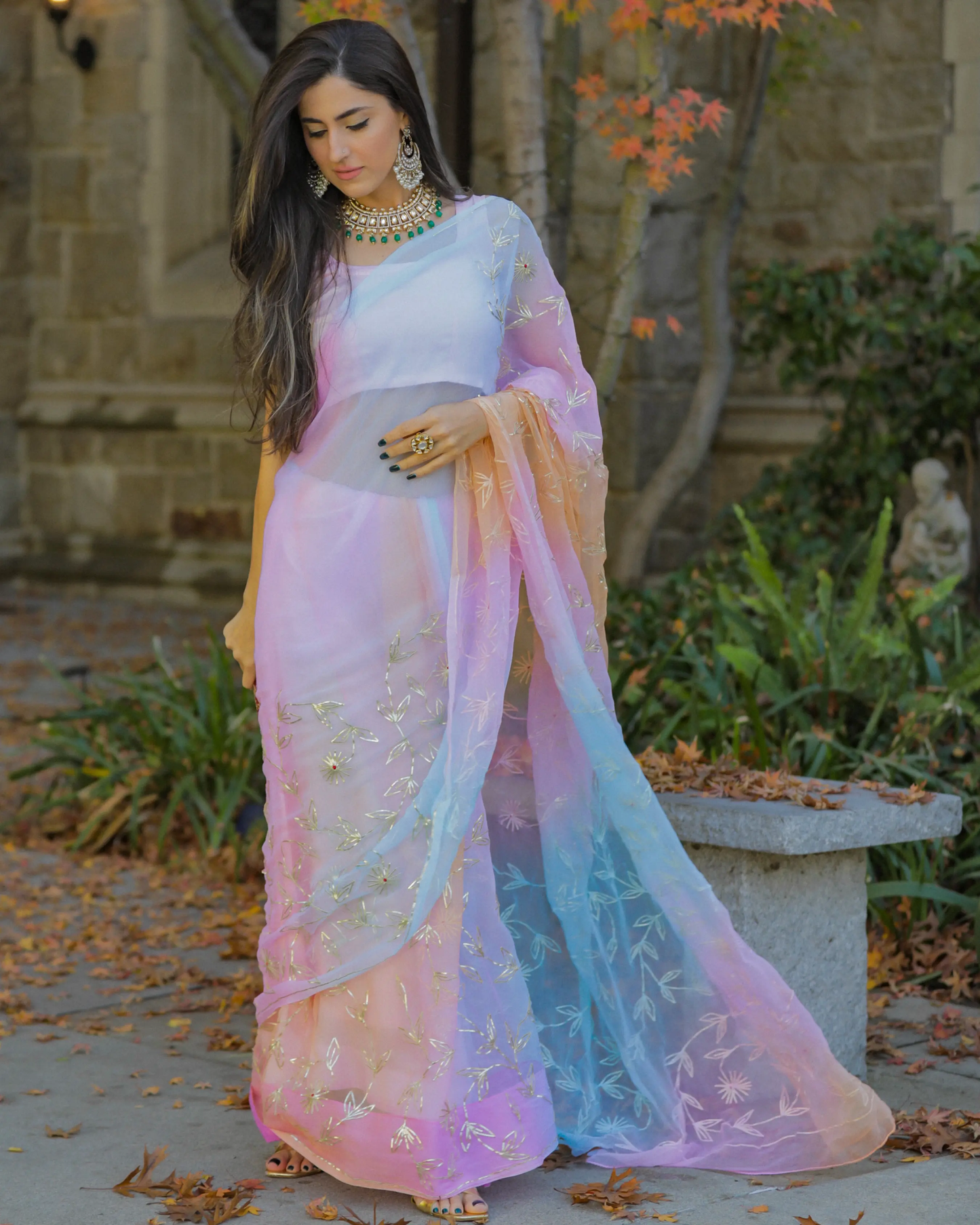 Glitter Pearl Pure Chiffon Saree My Store