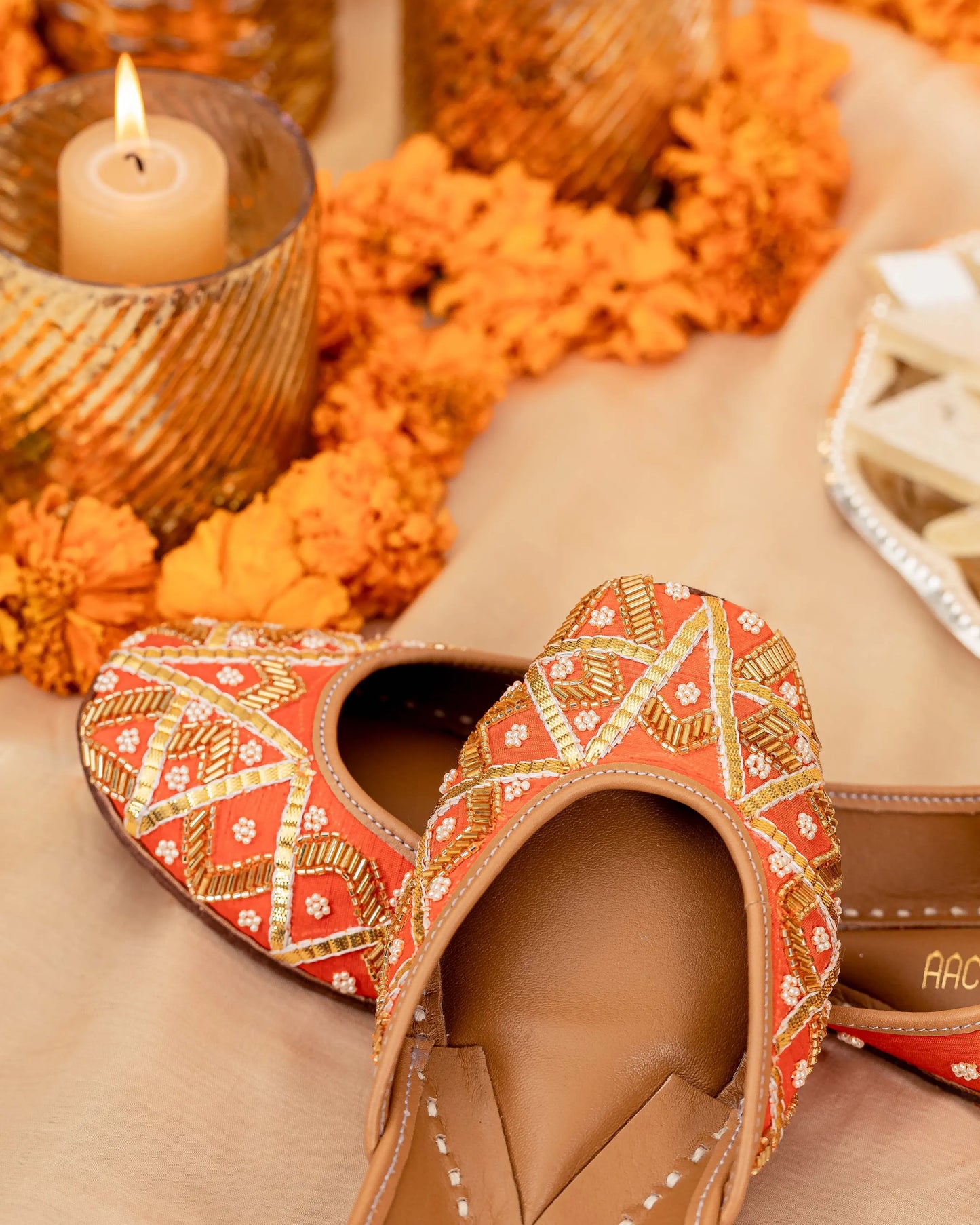 Punchy Orange Handcrafted Jutti My Store