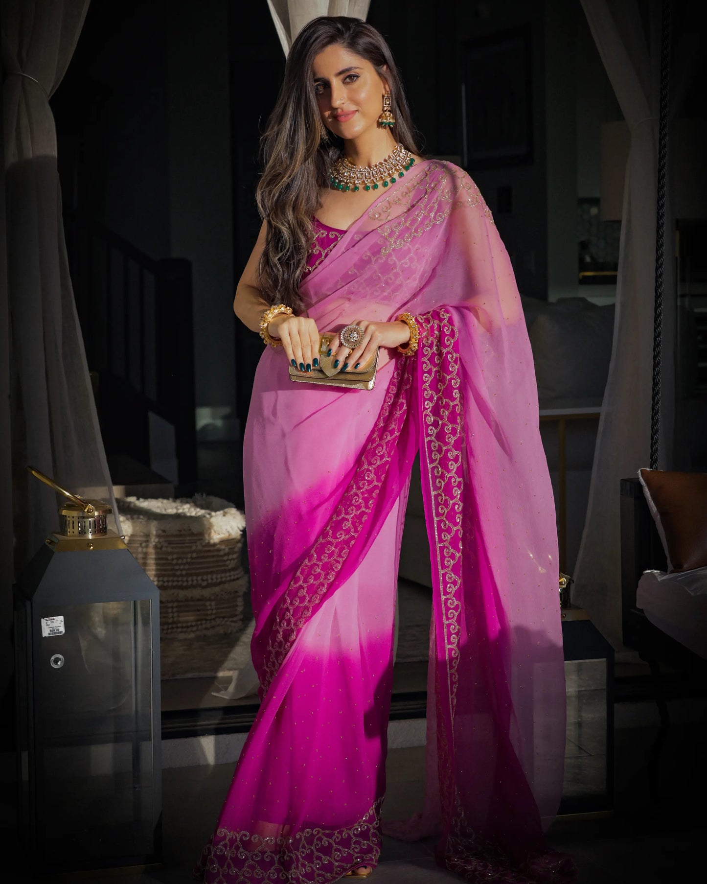 Deep Lavender Pure Chiffon Saree My Store