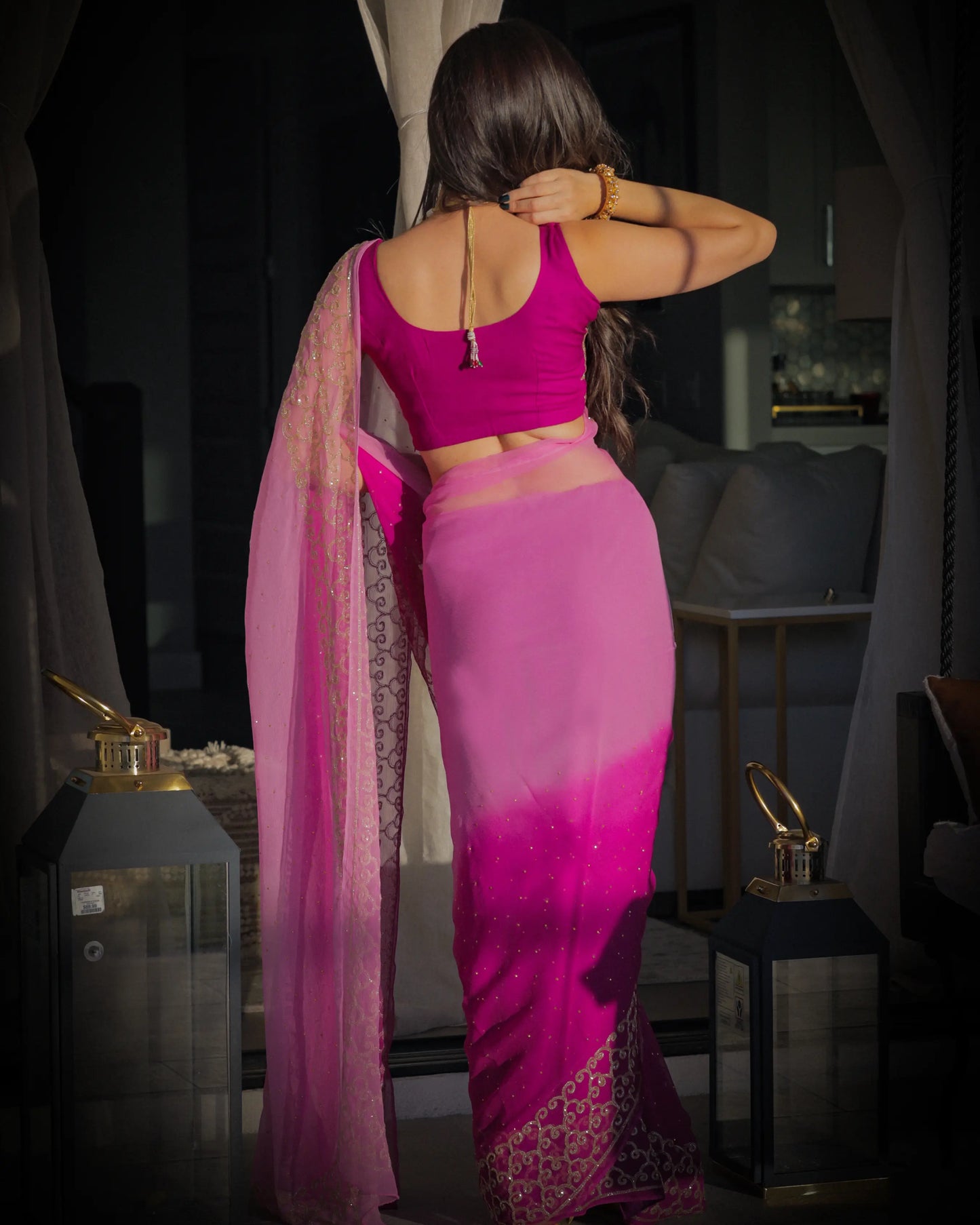 Deep Lavender Pure Chiffon Saree My Store