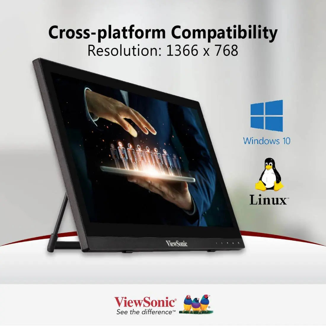 ViewSonic TD1630-3 16" HD 768p TN Panel Portable Touch Screen Monitor with Speaker My Store