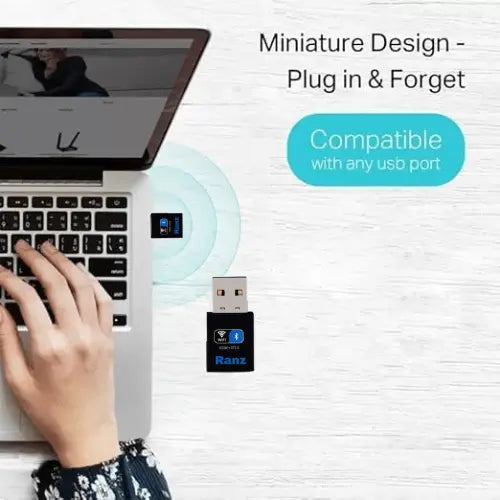 Ranz 2-in-1 USB WiFi Adapter 5G + Bluetooth 5.0 – 600 Mbps Dual Band Wireless Adapter for PC and Laptop