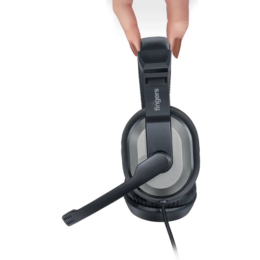 Fingers Wired Headphone F10 With Mic Dual Pin  Black