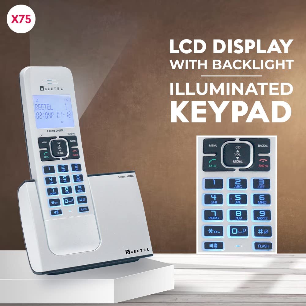 Beetel X75 Cordless Landline Phone Silver