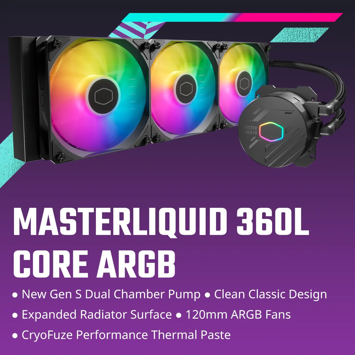 Cooler Master Masterliquid 360L Core ARGB 360mm AIO CPU Liquid Cooler