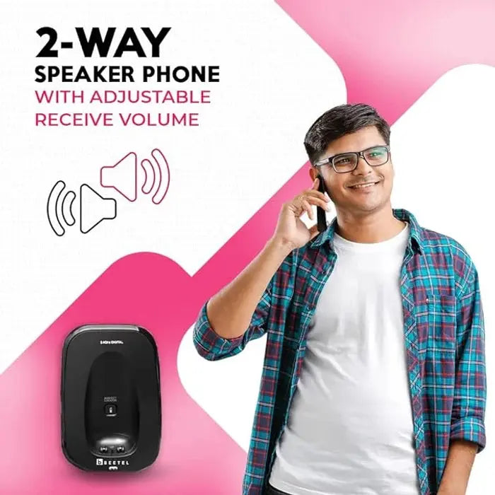 Beetel X70 Cordless Landline , 2.4GHz, 2 Way Speakerphone, Volume Adjustment- Black