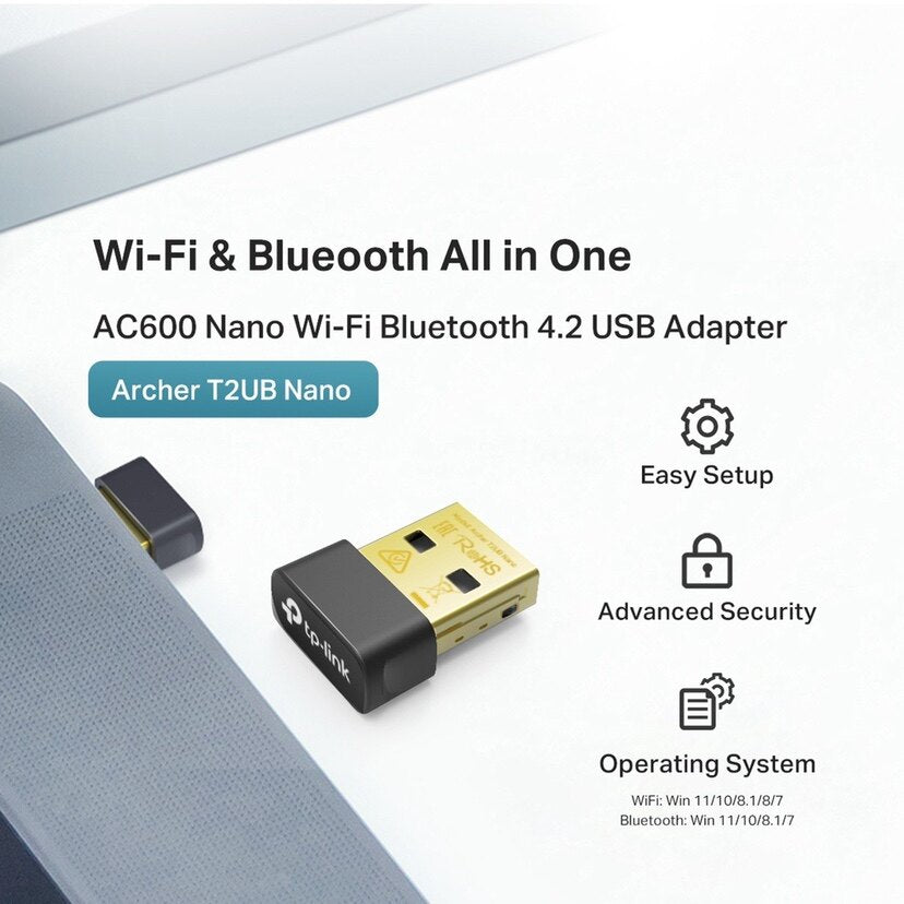 TP-Link Archer T2UB Nano AC600 Nano Wi-Fi Bluetooth 4.2 USB Adapter