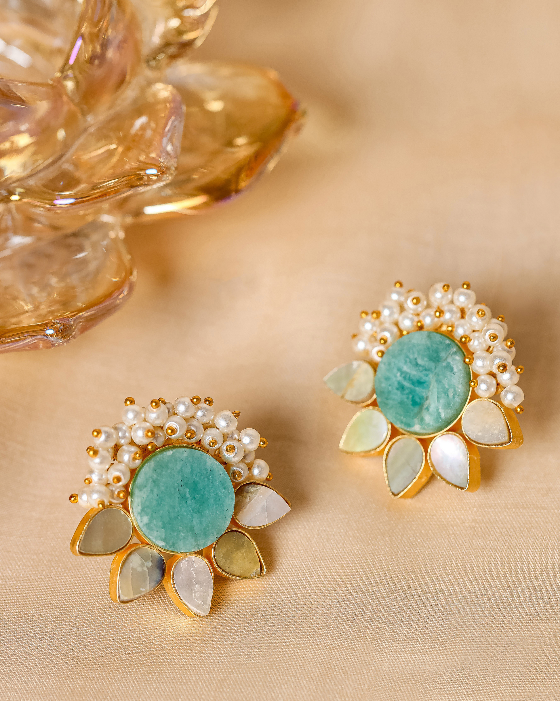 Baltic Blue Handcrafted Brass Earrings Quick Cart