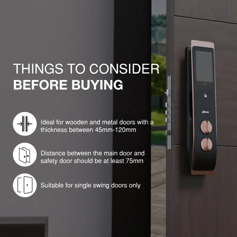 Ozone OZ-IRIS-11-LIFE STD 3D Facial Recognition Smart Door Lock with 6-way access | Door Thickness: 45-120 mm