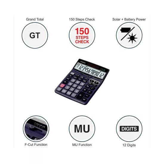 Casio DJ-120D 150 Steps Check and Correct Desktop Calculator with Bigger Screen Keys 12 Digit