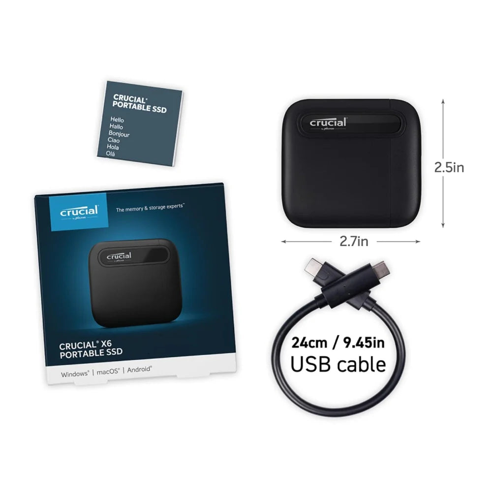 Crucial External SSD X6 2TB With Type-C and USB 3.2
