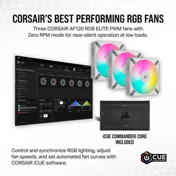 CORSAIR iCUE H115i ELITE CAPELLIX XT 360mm RGB AIO CPU White Liquid Cooler