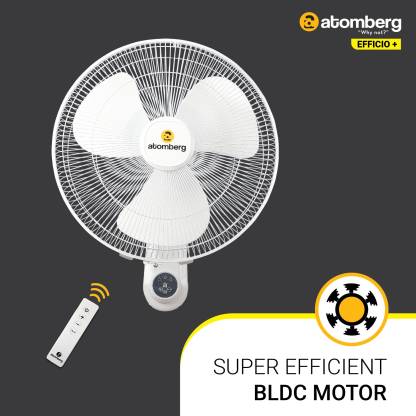 Atomberg Efficio+ Energy Efficient 400 mm 3 Blade Wall-Mounted Fan with Remote Control White