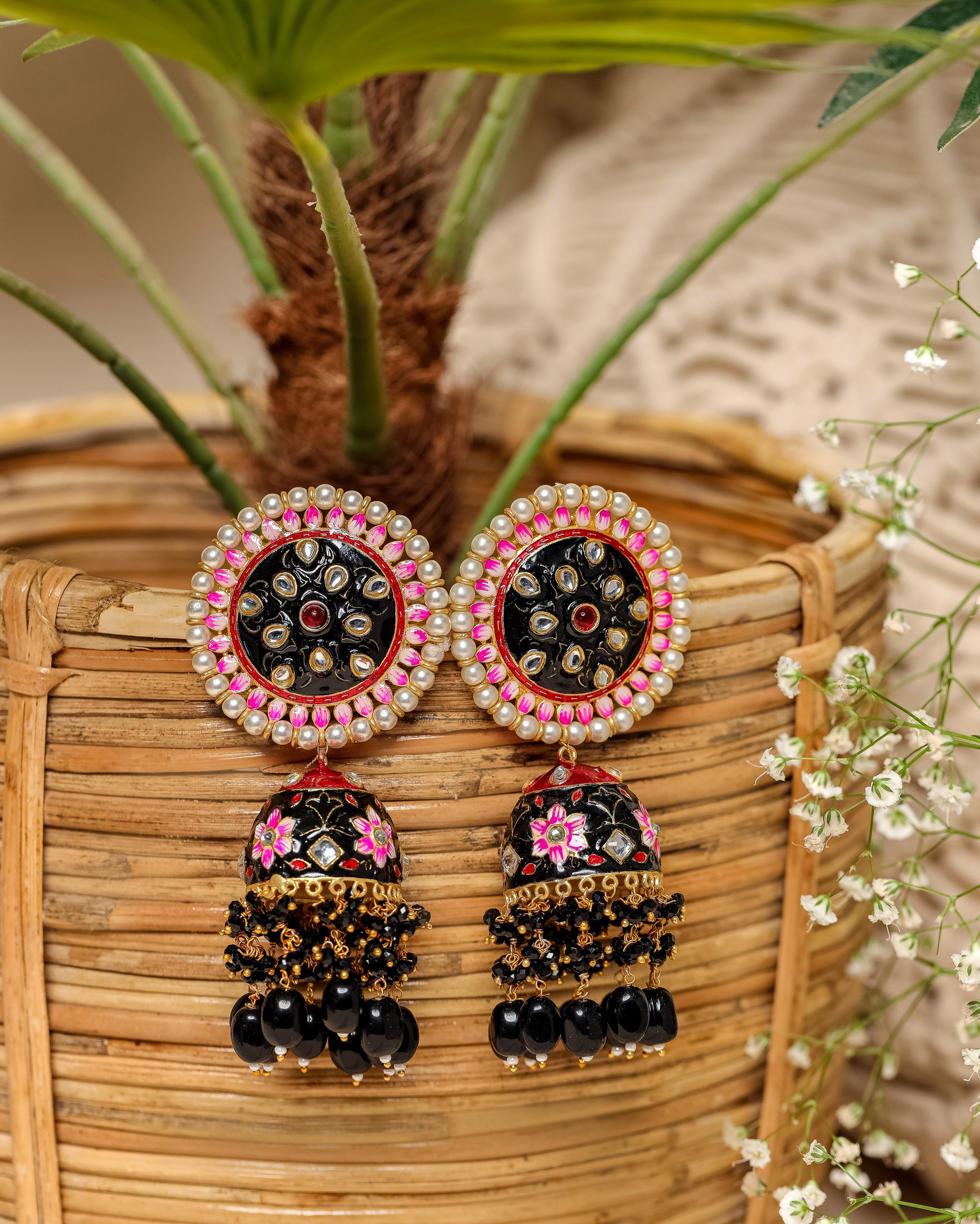 Eventide Pearl Handcrafted Brass Earrings Quick Cart