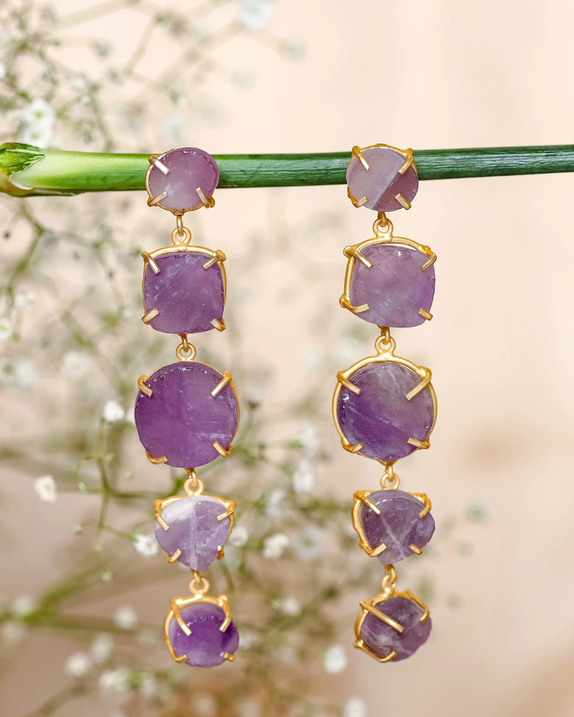 Fresh Purple Handcrafted Brass Earrings My Store