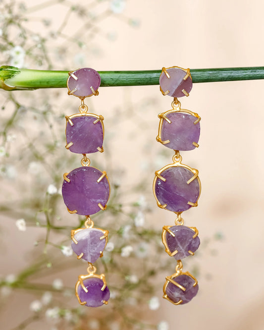 Fresh Purple Handcrafted Brass Earrings My Store