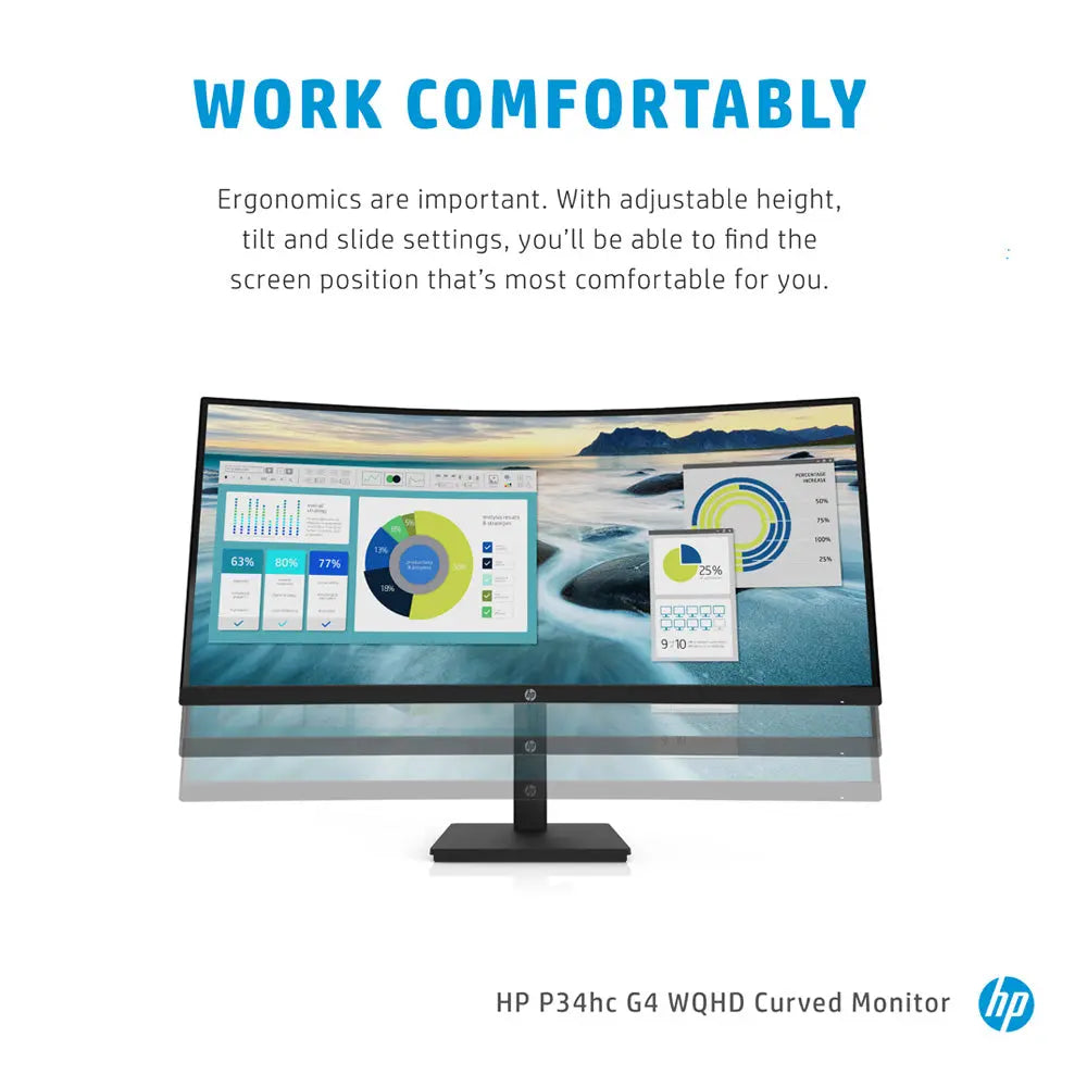 HP P34hc G4 34-inch WQHD Curved VA Monitor with USB Type-C and 4 USB-A 3.2 Gen 1 My Store