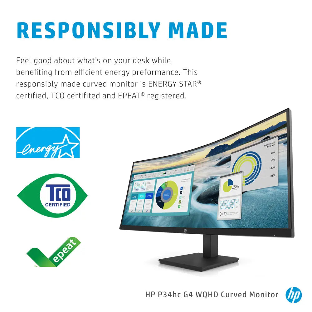HP P34hc G4 34-inch WQHD Curved VA Monitor with USB Type-C and 4 USB-A 3.2 Gen 1 My Store