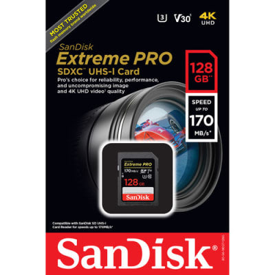 SANDISK 128GB EXTREME PRO SD CARD 170MBPS