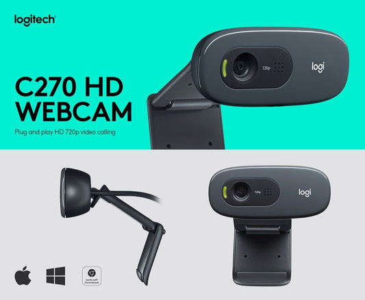 Logitech C270 HD Webcam for HD Video Calling