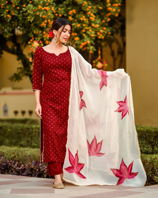 Raspberry Handpainted Suit Set My Store