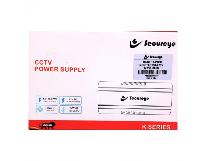 Secureye 8CH Metal CCTV Power Supply 12V | 8A  PS200