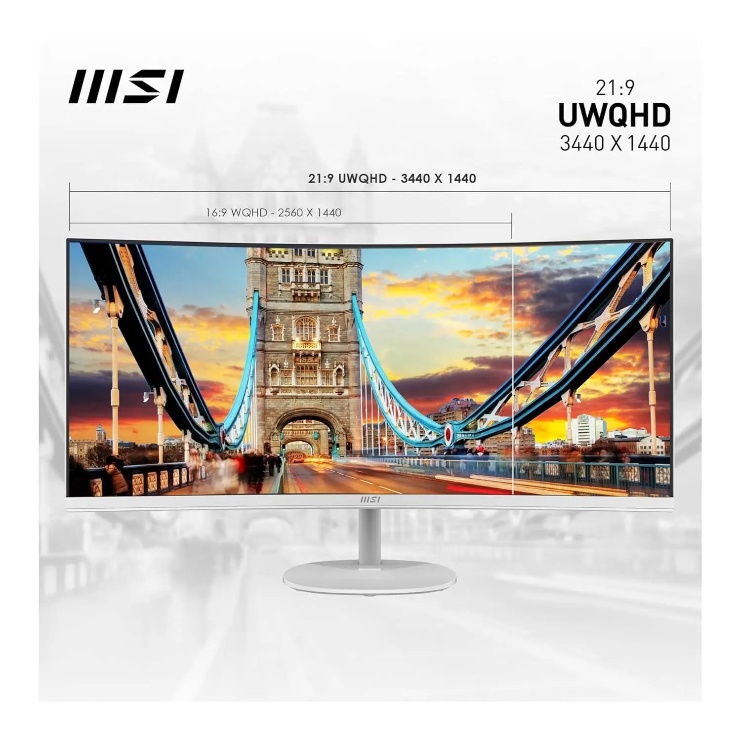 MSI PRO MP341CQW  34-Inch FHD Monitor - 3440 x 1440 Professional Curved LED Monitor