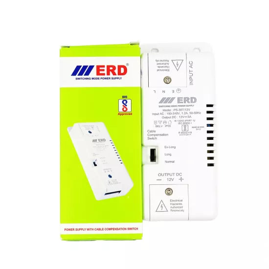 ERD CCTV Power Supply 12v/5a Slim For 4ch PS30T