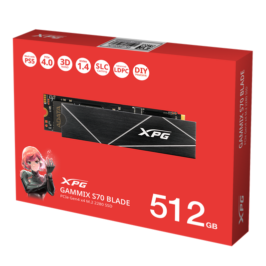 XPG GAMMIX S70 Blade M.2 NVME 512GB PCIe Gen4 Internal Solid-State Drive