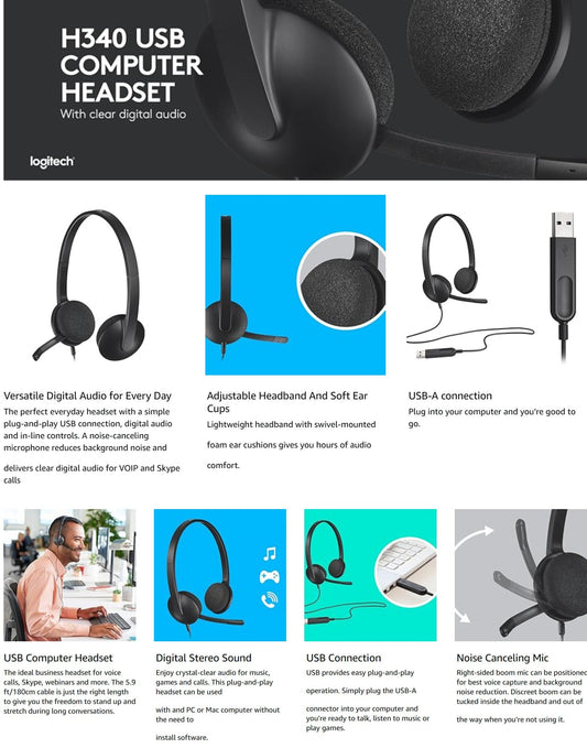 Logitech Wired Headphone USB H340