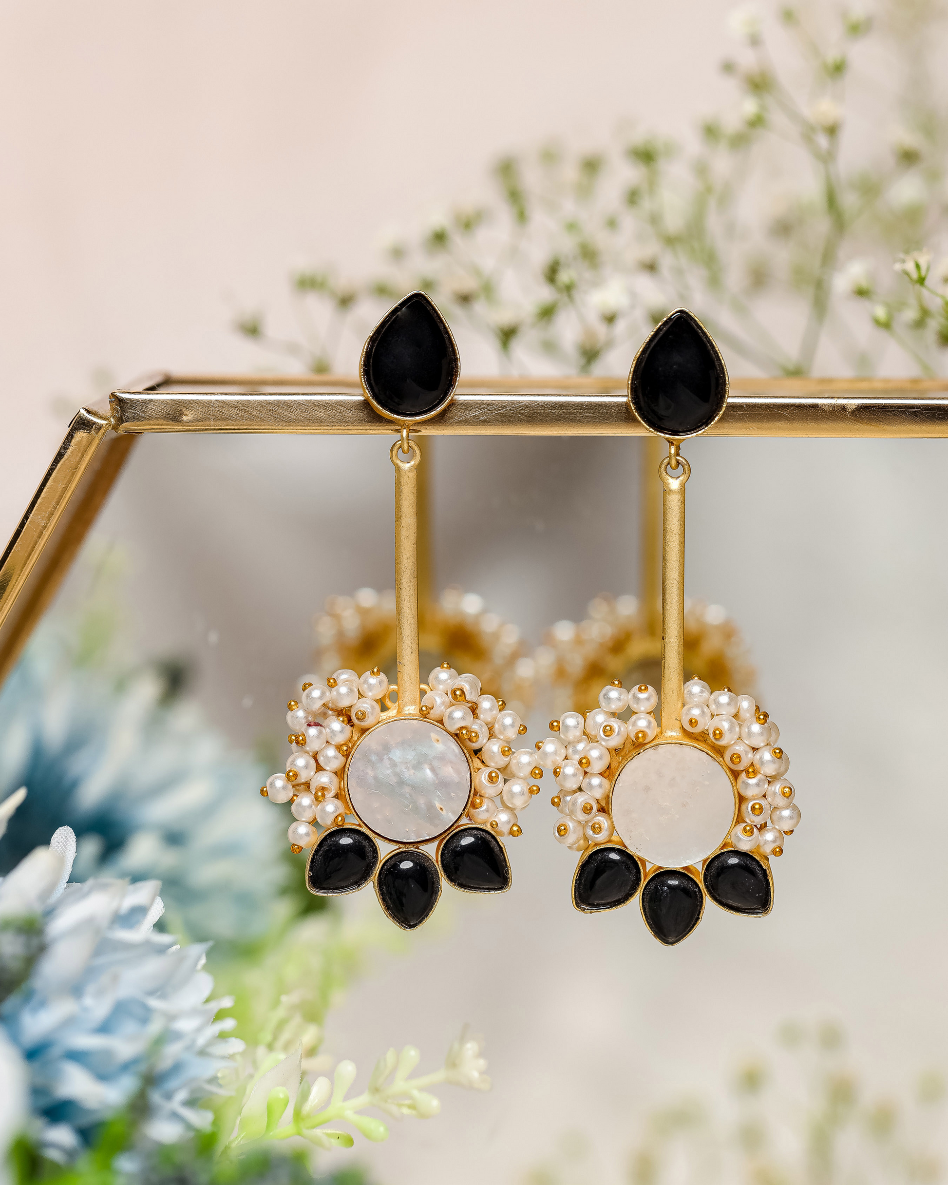 Stone Appeal Handcrafted Brass Earrings Quick Cart