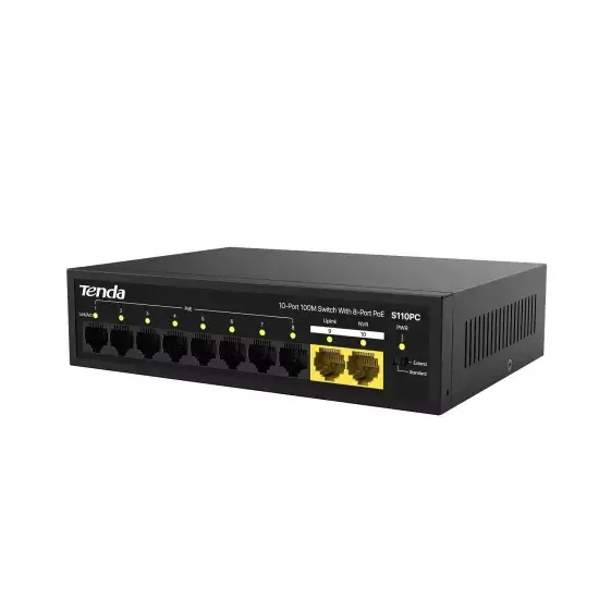 Tenda 8 Port Poe Switch (8 Normal Poe + 2 Normal Uplink) S110PC