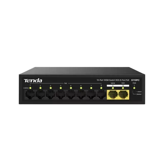 Tenda 8 Port Poe Switch (8 Normal Poe + 2 Normal Uplink) S110PC