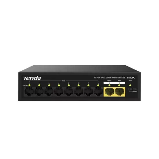Tenda 8 Port Poe Switch (8 Normal Poe + 2 Normal Uplink) S110PC