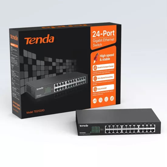 Tenda TEG1024D 24 Port 10/100/1000 Mbps Gigabit Lan Desktop Rack Mount Switch