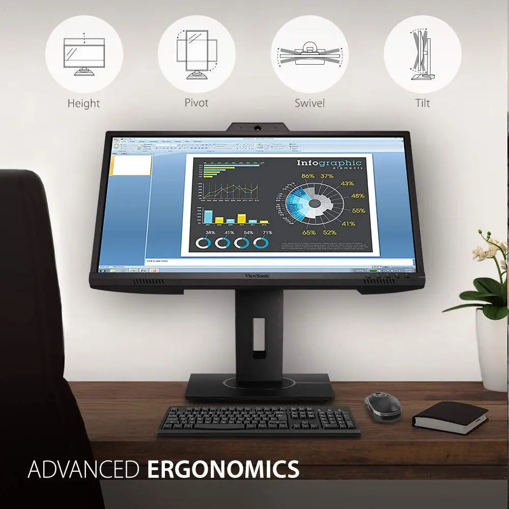 ViewSonic VG2440V 24” IPS Panel 1080p FHD Video Conferencing Monitor with Webcam & Speakers My Store