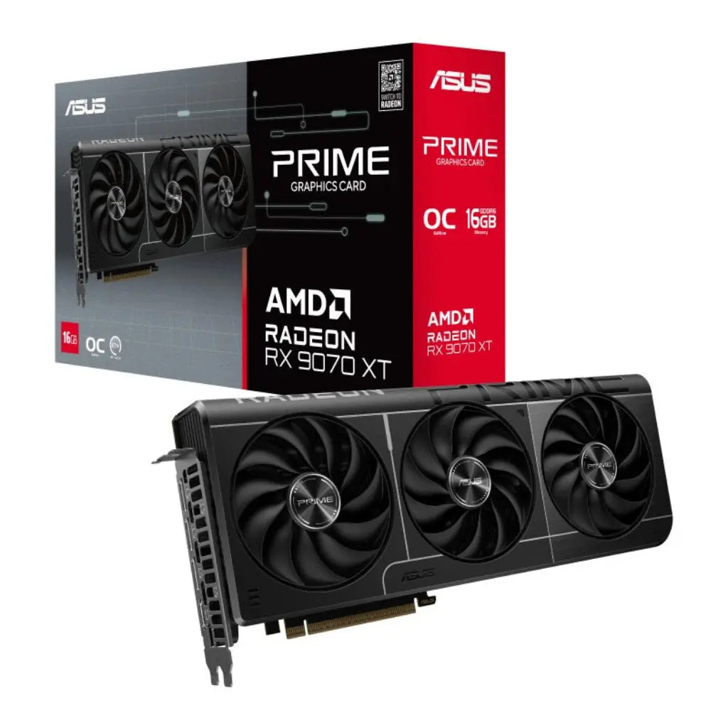 Asus Prime AMD Radeon RX 9070 XT OC Edition 16GB GDDR6 256-Bit Graphics Card